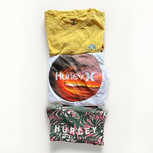 Hurley Mens T Shirts Bundle of 3 Everyday Washed Short Sleeve Cotton Size Large - Picture 1 of 16